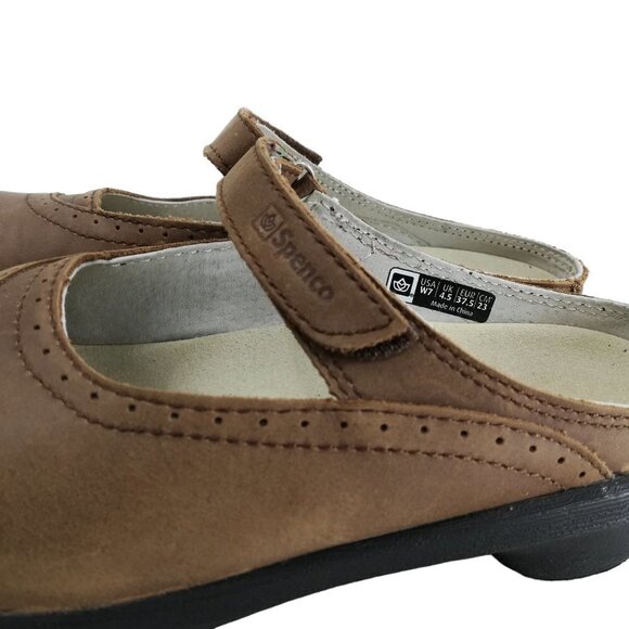 Spenco Slip On Leather Mules Clogs Shoes Size 7 EU 37.5 Brown Comfort Adjustable - Picture 5 of 11